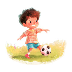 boy playing soccer white background (18)