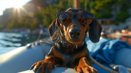A  Dachshund in life travels the world in style, jet-setting to exotic destinations aboard private...