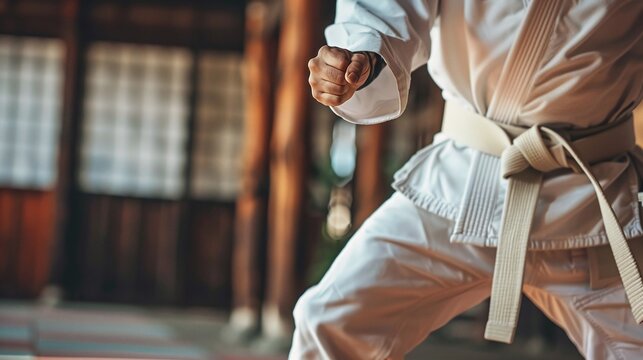 Jiu Jitsu master practices attack or defense posture