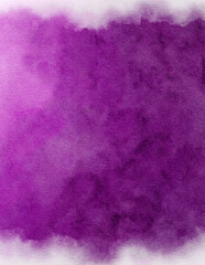 purple stained watercolor paper frame background, color wash