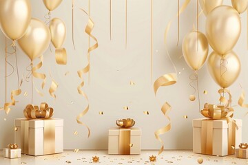 Happy  birthday gold surprise balloon and box
