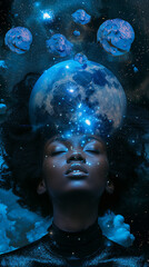Black woman in the cosmos, concept art