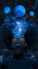 Black woman in the cosmos, concept art