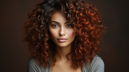 Fototapeta premium Woman With Red Curly Hair Posing