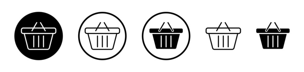 Grocery Basket Icon Set. Supermarket Purchase Basket Vector Symbol.