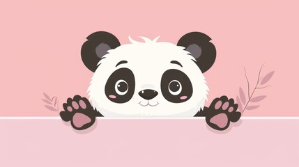 Naklejka premium Cute cartoon panda peeping with plain background