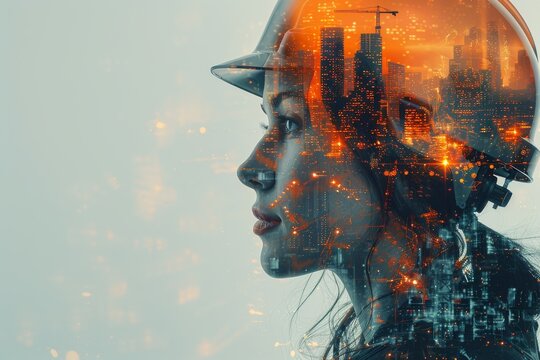A digital illustration merging a side profile of a person with a city landscape, signifying urban life