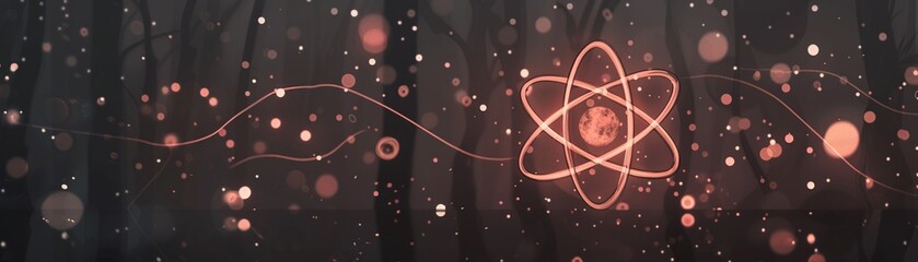 The essence of chemistry in the digital age a neon atom icon on a futuristic background