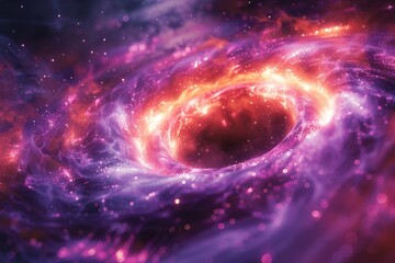 Obraz premium An enchanting representation of a galaxy swirl with a mesmerizing, brightly glowing core in a cosmic array of colors