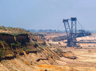 Lignite mining for energy production in the destroyed landscape in Garzweiler in Germany