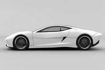 A sleek white sports car contrasts against a plain gray backdrop, A minimalist car with clean lines...