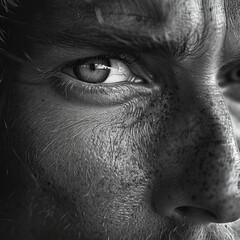 Hyper-realistic black and white cinematic photo realism highlighting emotional gravity. High quality