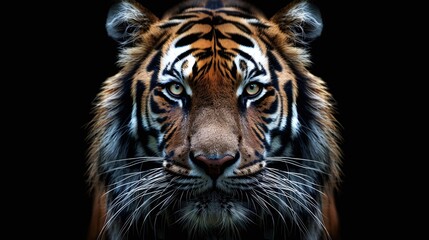 Fototapeta premium a glimpse into the wild: explore a captivating image of a tiger with black background
