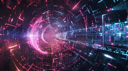Obraz premium decorate your digital world with a futuristic space travel wallpaper featuring neon lights