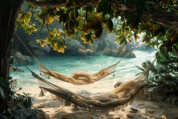 Hammocks on Sandy Beach