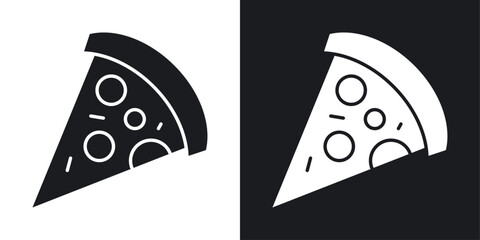 Slice of Pizza Icon Set. Cheese and Mushroom Pizza Vector Symbol.