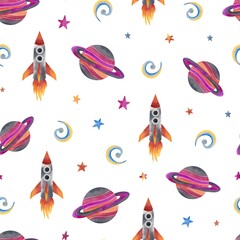 Set of planets space rockets, pattern, science, astronomy, background, patterns for children and covers.