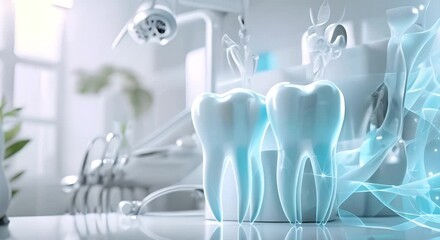 Design banner for dental clinic featuring various dental health issues and treatments. Concept Dental Health, Treatments, Oral Care, Services, Clinic