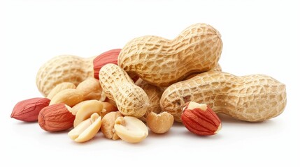Isolated peanuts on white background