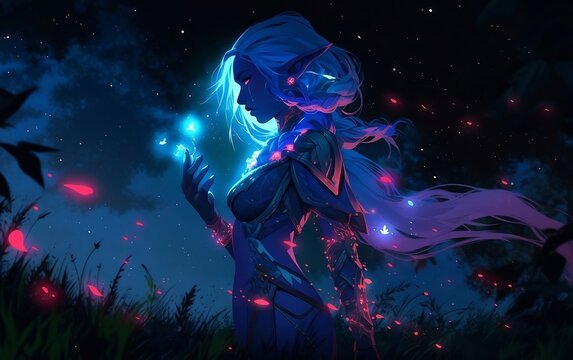 dark elf in magic forest