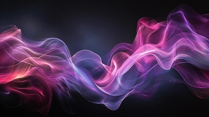 Vibrant Pink and Purple Waves on Black Canvas: Modern Futuristic Design for Web, Gaming, and Graphic Projects