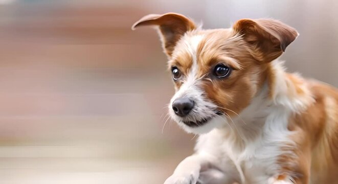 Fastrunning Jack Russell Terrier mix with blurred background in motion. Concept Action Pet Photography, Dog Portraits, Running Pets, Blurred Motion Backgrounds