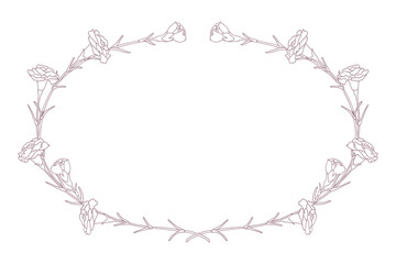 線画のカーネーションのベクターイラスト楕円形フレーム