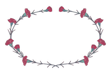 赤いカーネーションのベクターイラスト楕円形フレーム