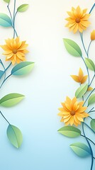 Fototapeta premium Illustrate a captivating worms-eye view sunflower border using digital CG 3D techniques, ensuring each petal is intricately detailed with photorealistic textures Integrate shimmering golden circles th