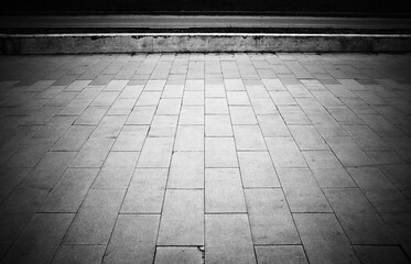 Empty park sidewalk black and white backdrop