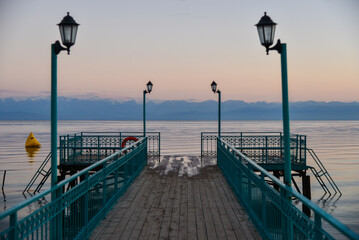 Naklejka premium pier at sunset
