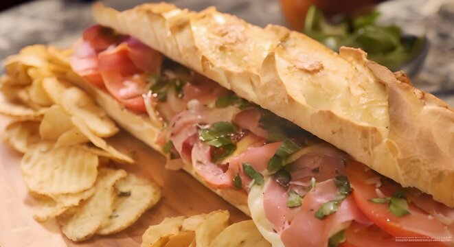Quick tasty meal Italian sub sandwich with classic savory chips combo. Concept Sandwich Recipes, Snack Ideas, Quick Meals, Delicious Pairings, Comfort Food