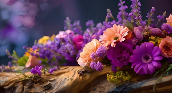 Adorning a Wooden Coffin with Flowers for a Solemn Final Journey. Concept Funeral Arrangements, Wooden Coffin Decor, Floral Tribute, Final Farewell, Mourning Ceremony