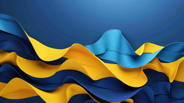 vintage postcard, National Day in Sweden, flag of Sweden, abstract background, satin fabric texture, blue background, copy space, free space for text