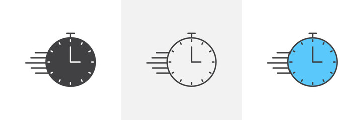 Quick Time Icon Set. Speed Clock Vector Symbol.
