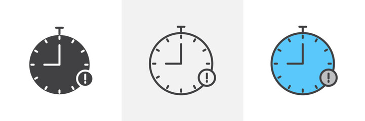 Alarm Alert Icon Set. Time-Sensitive Warning Vector Symbol.