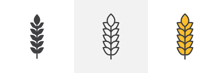 Cereal Grain Icon Set. Wheat and Oats Vector Symbol.