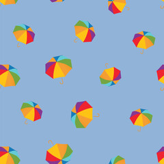 COLORFUL UMBRELLA SEAMLESS PATTERN ALL OVER PRINT VECTOR ILLUSTRATION