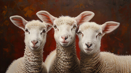 Obraz premium curious lambs