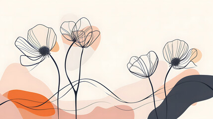 minimalist abstract floral background, using simple lines and shapes to convey the essence of flowers in a clean and contemporary manner