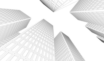 Fototapeta premium Modern city architecture 3d illustration