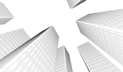 Modern city architecture 3d illustration