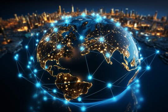 Global network of interconnected communication lines symbolizing online connections