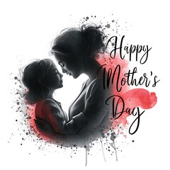 A silhouette of a mother and her child, mother's day background
