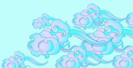 Hand drawn oriental cloud abstract