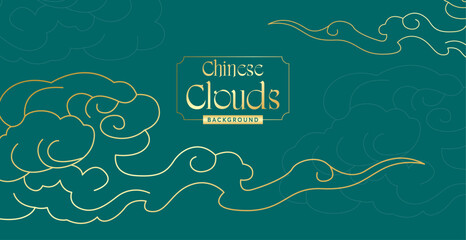 Golden oriental clouds design wallpaper
