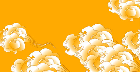 Hand drawn asian clouds background