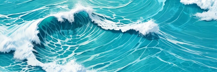 Blue with silver creative abstract ocean background banner for copy space text . Horizontal waves with white sea foam marble texture and sand beach. Water panorama fluid Vita paper collage