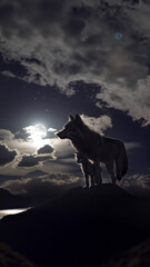 Obraz na płótnie Canvas Wolves at night