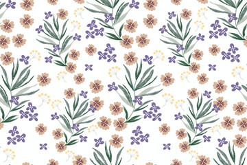 Floral ditsy pattern seamless paisley embroidery with variety flower motifs. Vintage pattern batik style. Ikat texture vector illustration fabric print template wallpaper design background border.